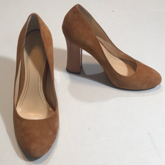 Cole Haan Shoes - Cole Haan Chelsea Hi Flared Suede Pump Carmel